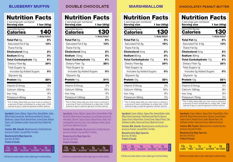 MAGIC SPOON Treats - High Protein Bars, Low Carb, Keto Friendly, 1g of Sugar, Gluten Free, Crispy Treat Cereal Bar, On-The-Go Healthy Snack (4 each of Marshmallow, Chocolate PB, Blueberry Muffin, Double Chocolate) - Image 5